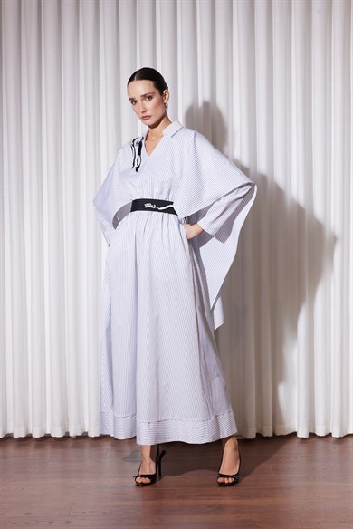 MAJORA DRESS EKRU ÇİZGİLİ