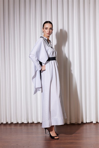 MAJORA DRESS EKRU ÇİZGİLİ