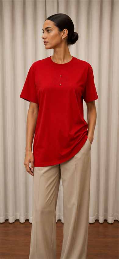 MSSM NAKIŞLI TSHIRT KIRMIZI