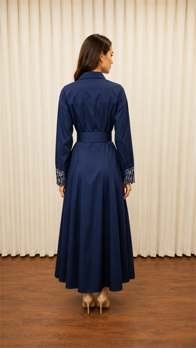 PERLA COTTON ELBİSE LACİVERT
