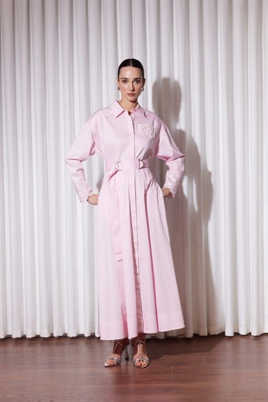 PERLA COTTON ELBİSE PEMBE