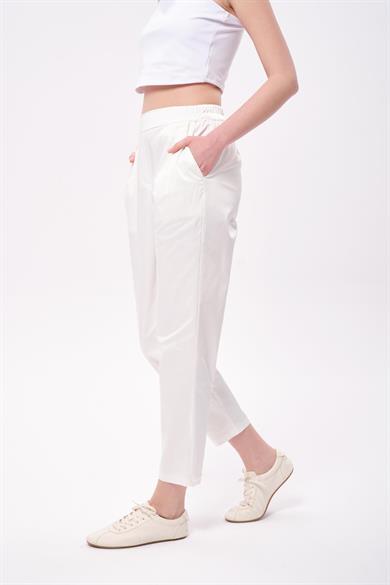 SATEN PİLE PANTOLON EKRU
