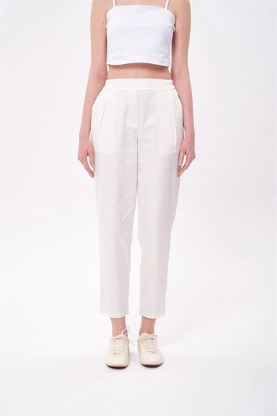 SATEN PİLE PANTOLON EKRU