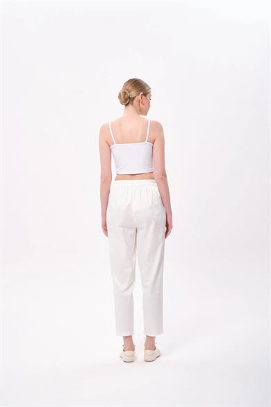 SATEN PİLE PANTOLON EKRU