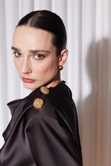 SATİN GRACE ETEKLİ TAKIM SİYAH