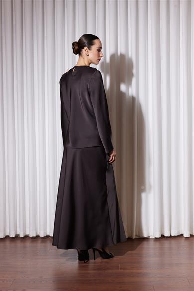 SATİN GRACE ETEKLİ TAKIM SİYAH