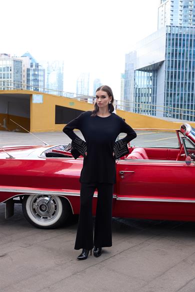 SPECİAL KOL TAŞLI TRİKO TAKIM SİYAH