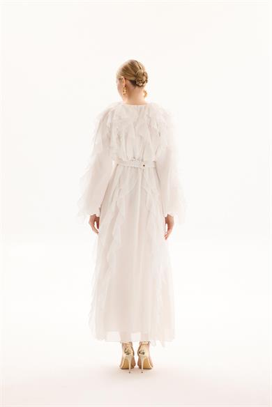 SPECIAL RUFFLE ELBİSE EKRU