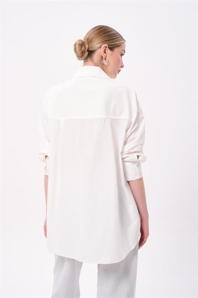 TAŞ AKSESUARLI GÖMLEK EKRU