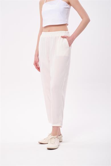 ÜTÜ İZLİ HAVUÇ PANTOLON EKRU
