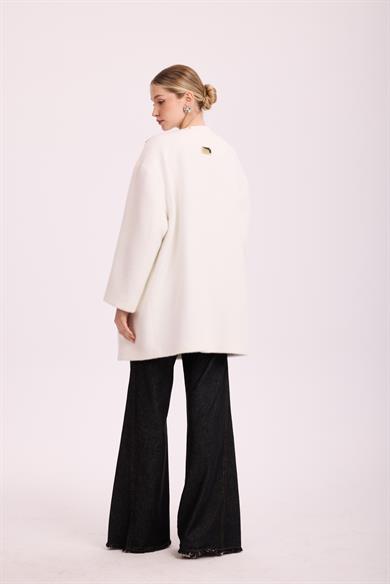 VELOURA İŞLEMELİ ANGORA KAP EKRU