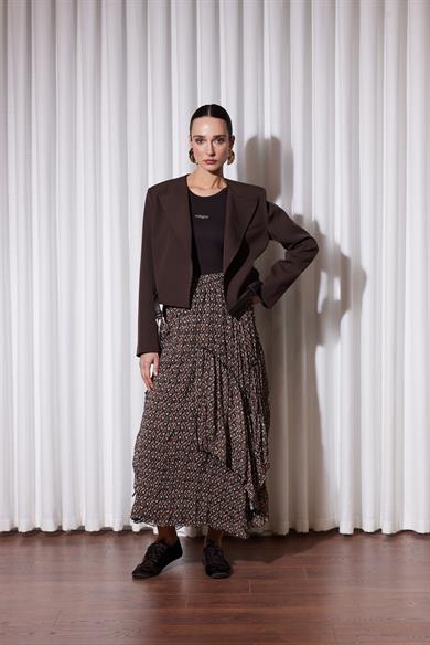 ZİNGARA DESIGNE ETEK KAHVE DESENLİ