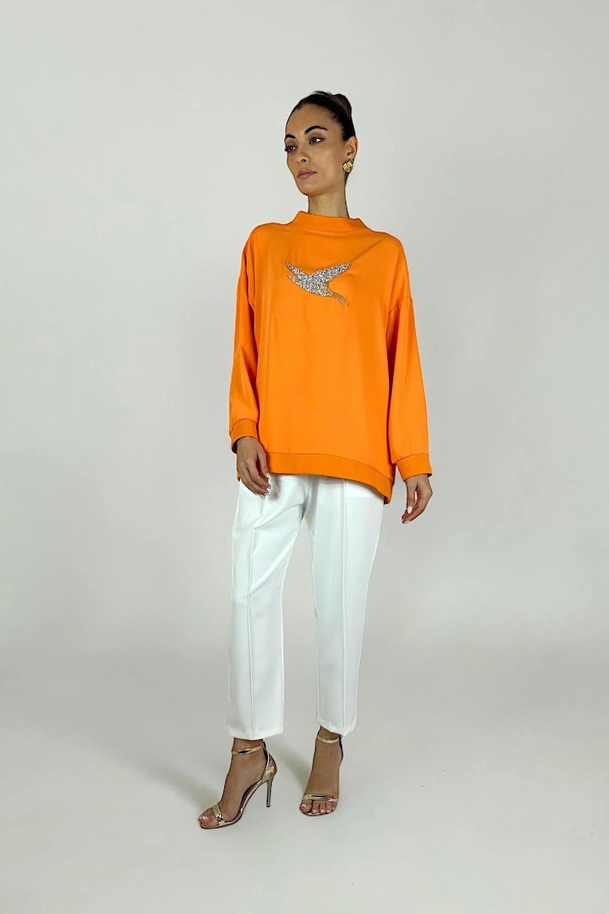 AKSESUARLI SWEATSHIRT TURUNCU