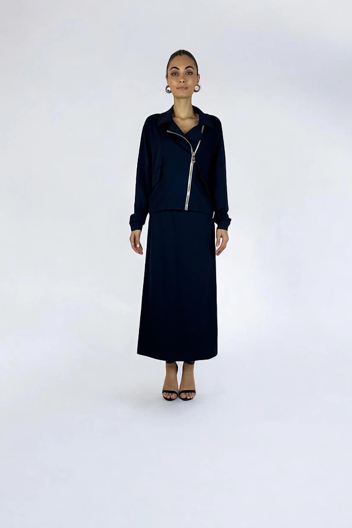 BİKER MİDİ BOMBER LACİVERT