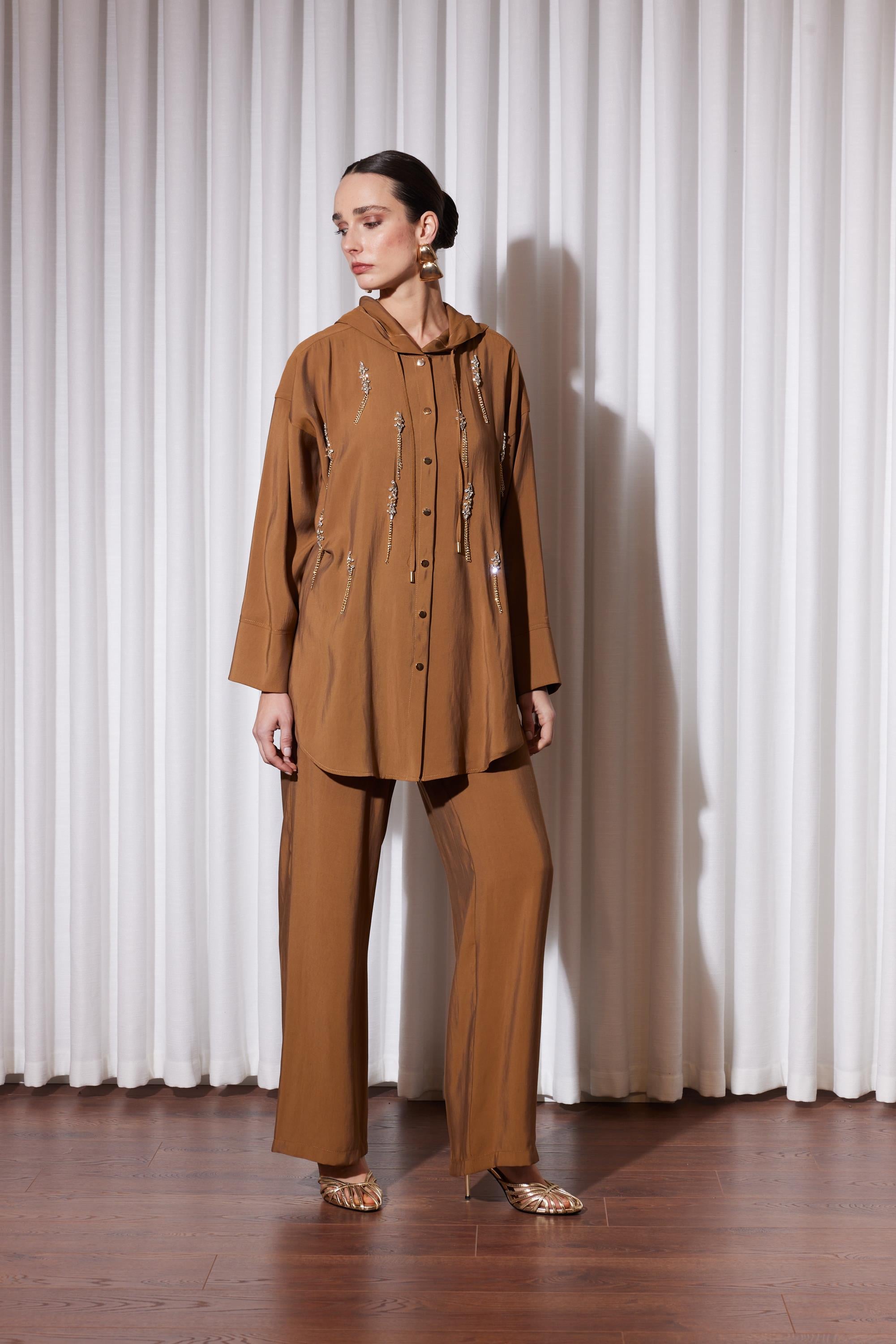 CRISTALLO KAPÜŞONLU TAKIM CAMEL