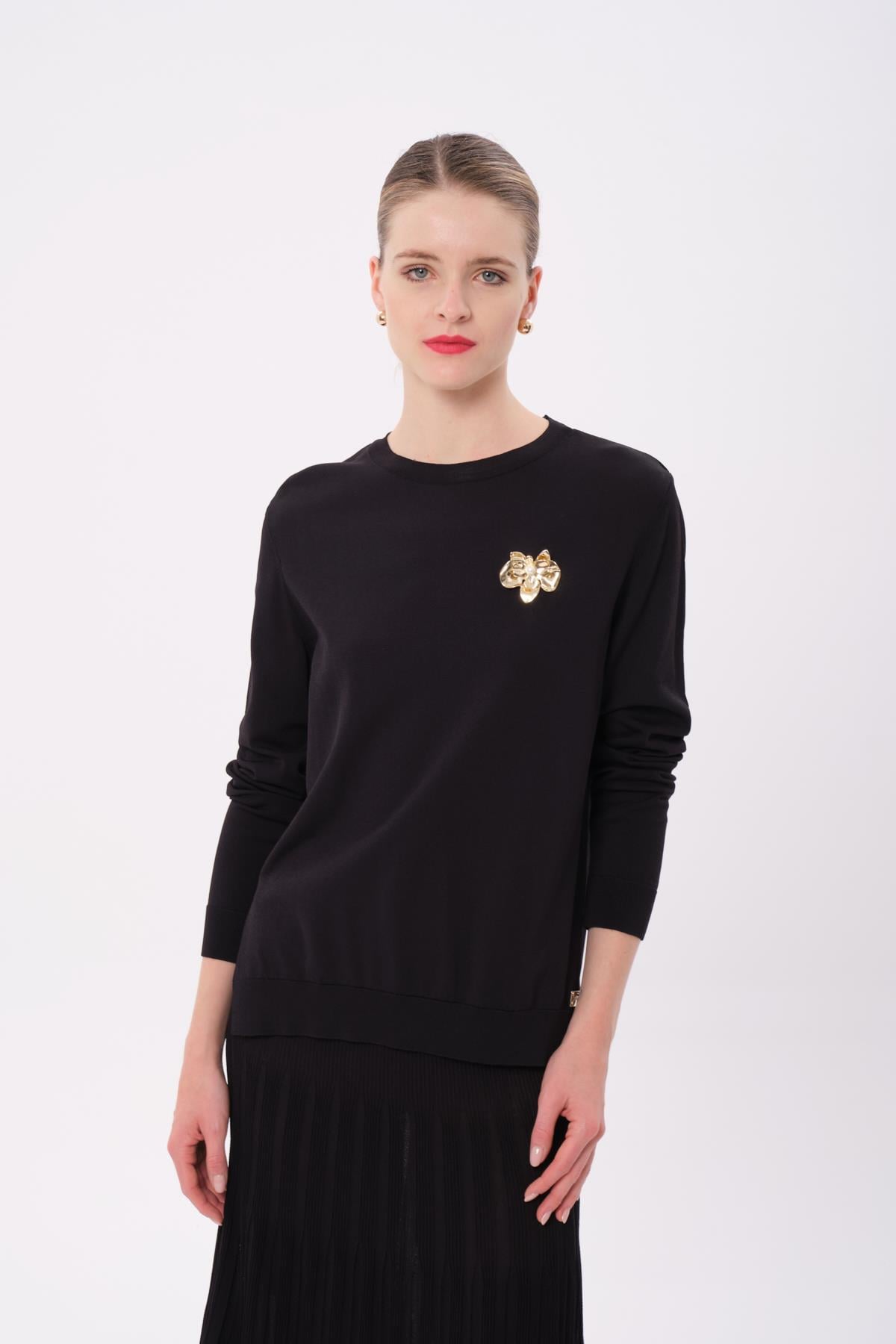 ELEGANTE TRİKO BLUZ SİYAH