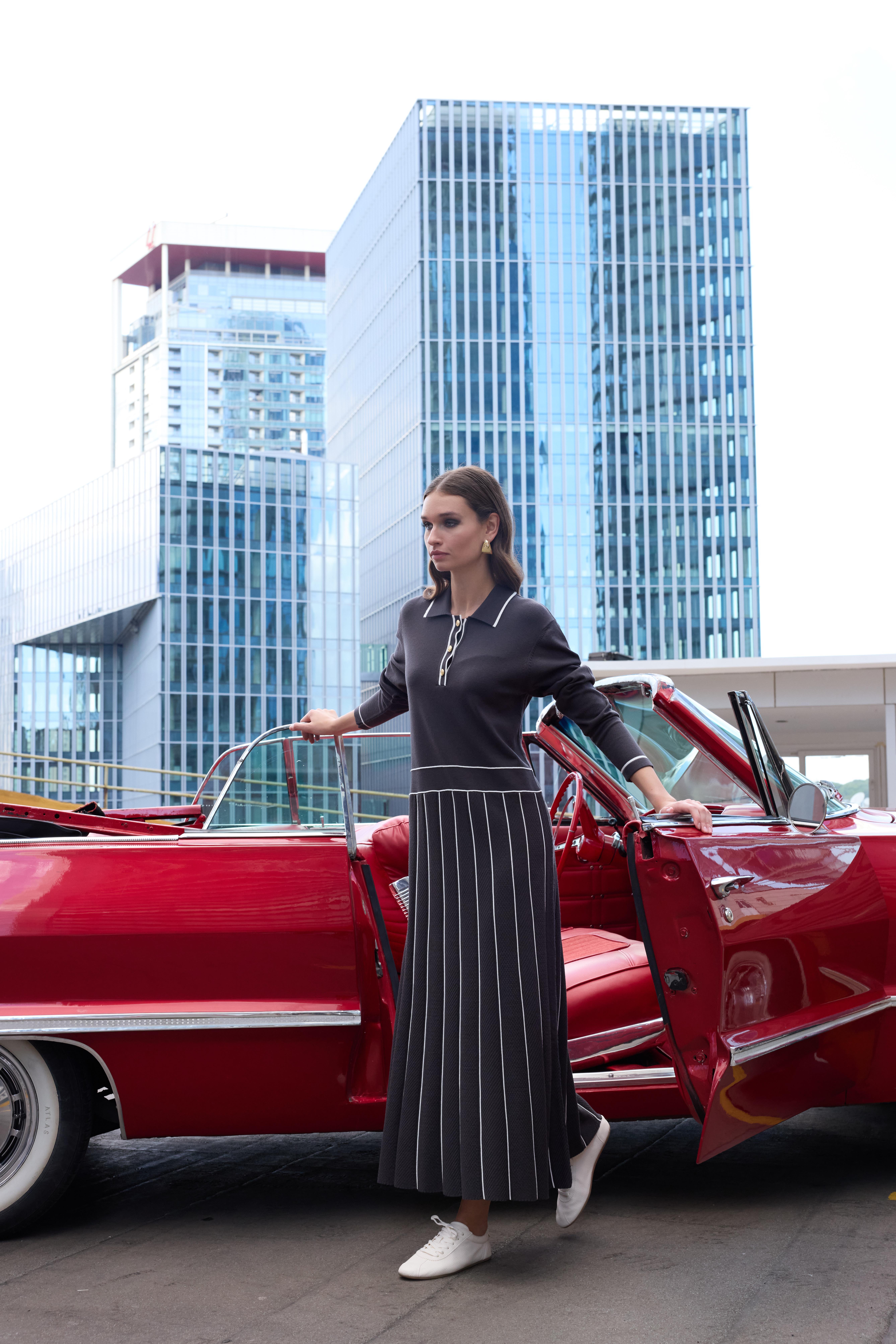 ELEGANTE TRİKO ELBİSE ANTRASİT