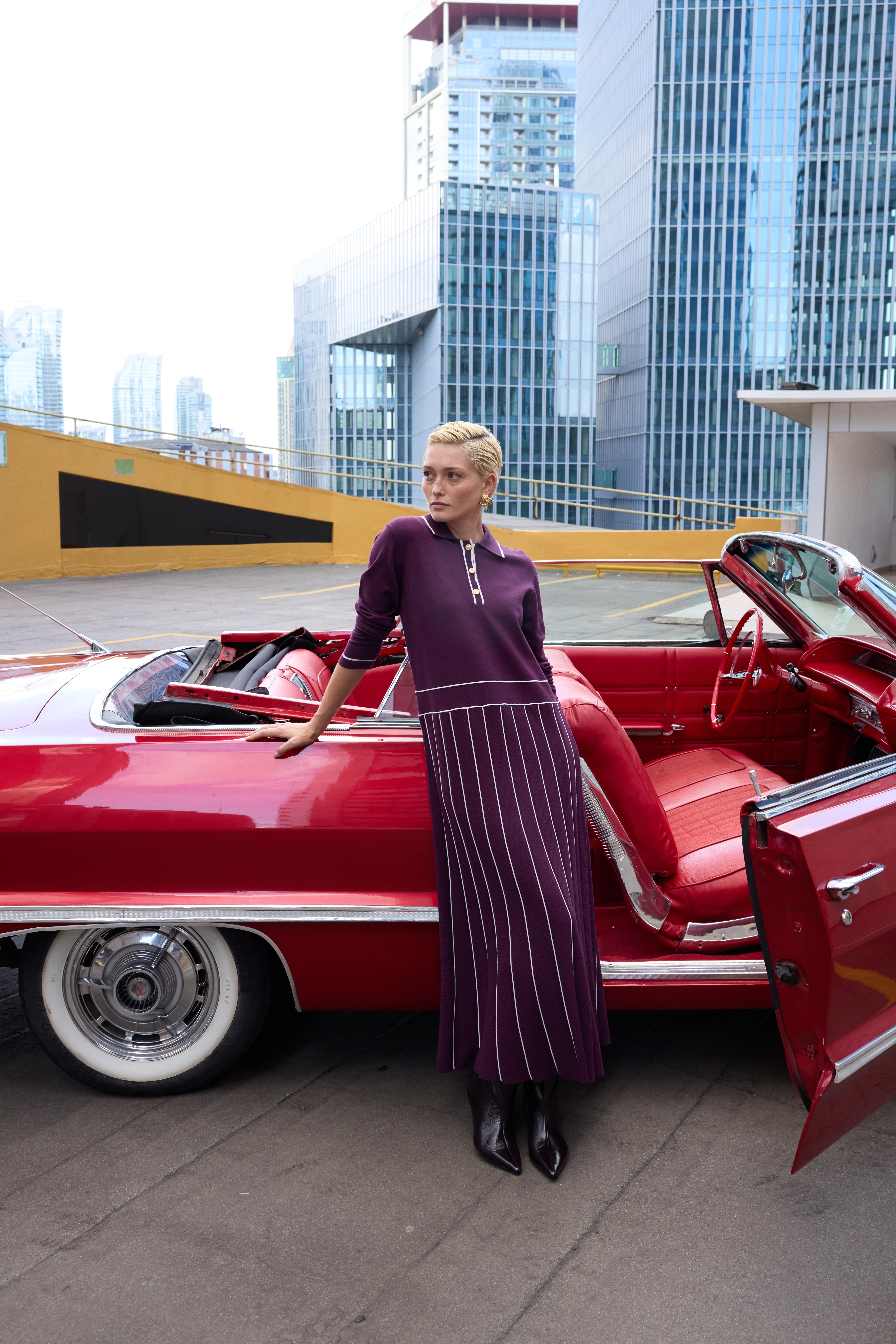 ELEGANTE TRİKO ELBİSE MÜRDÜM