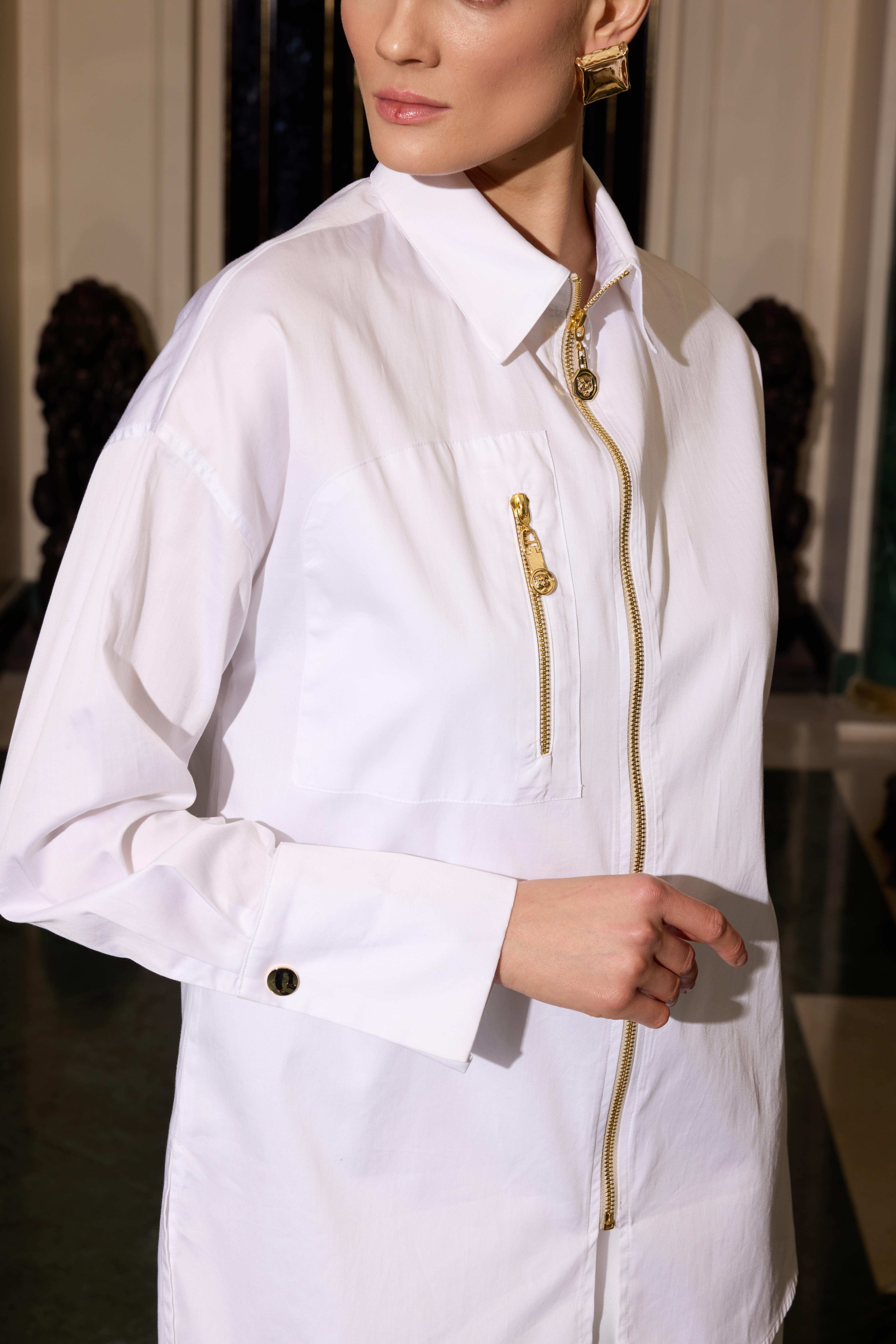 FERMUARLI COTTON GÖMLEK EKRU