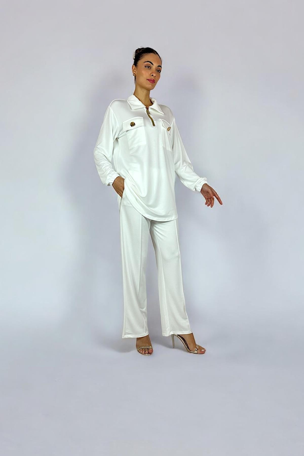 İPEK PAMUK STİLE TAKIM EKRU