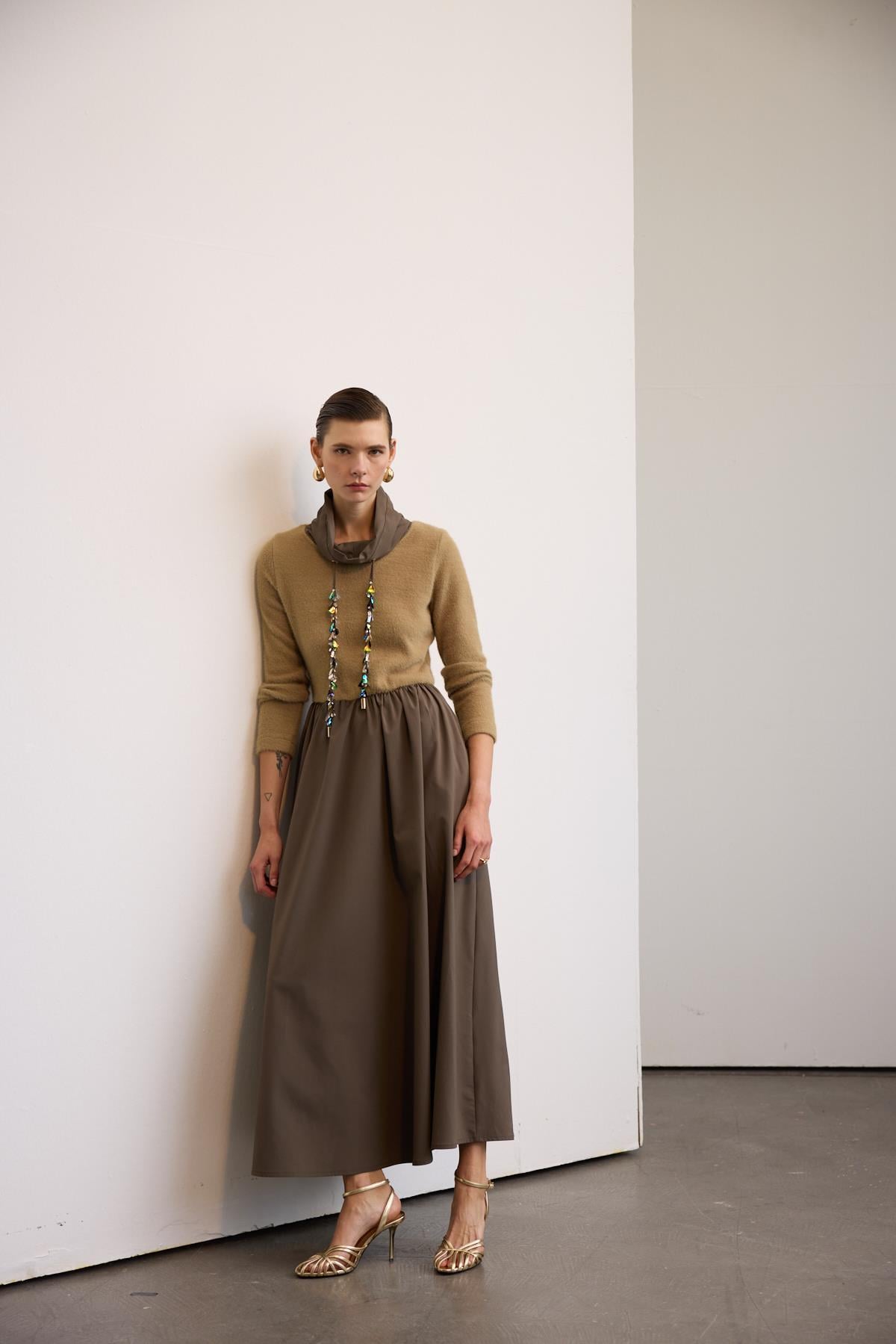 LUMORE DUO ELBİSE CAMEL/HAKİ