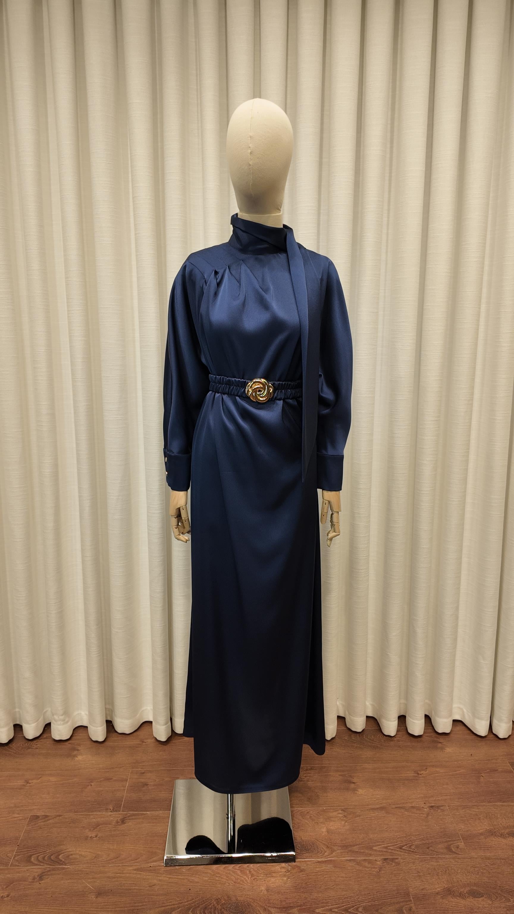 MIDNIGHT SILK ELBİSE LACİVERT