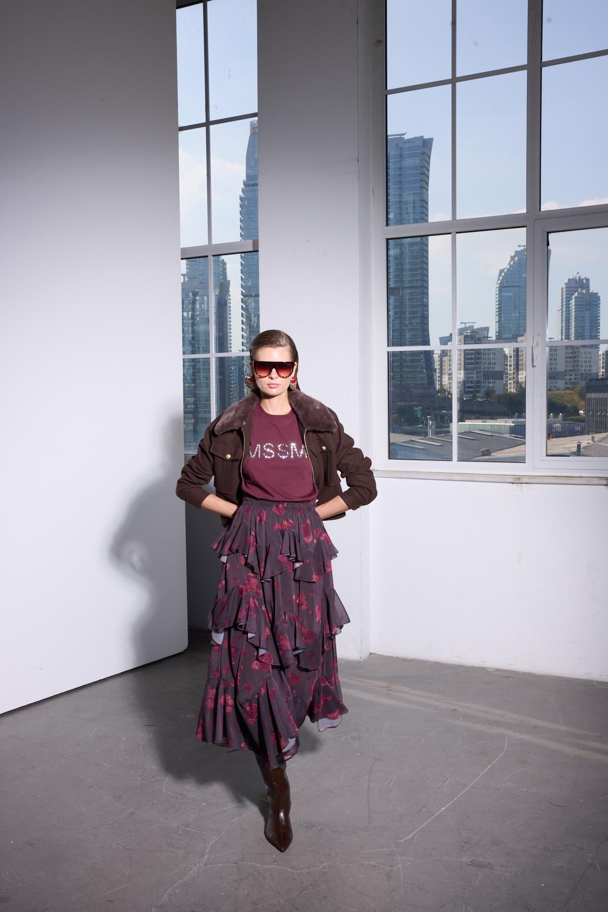 MSSM TAŞLI TİŞÖRT BORDO