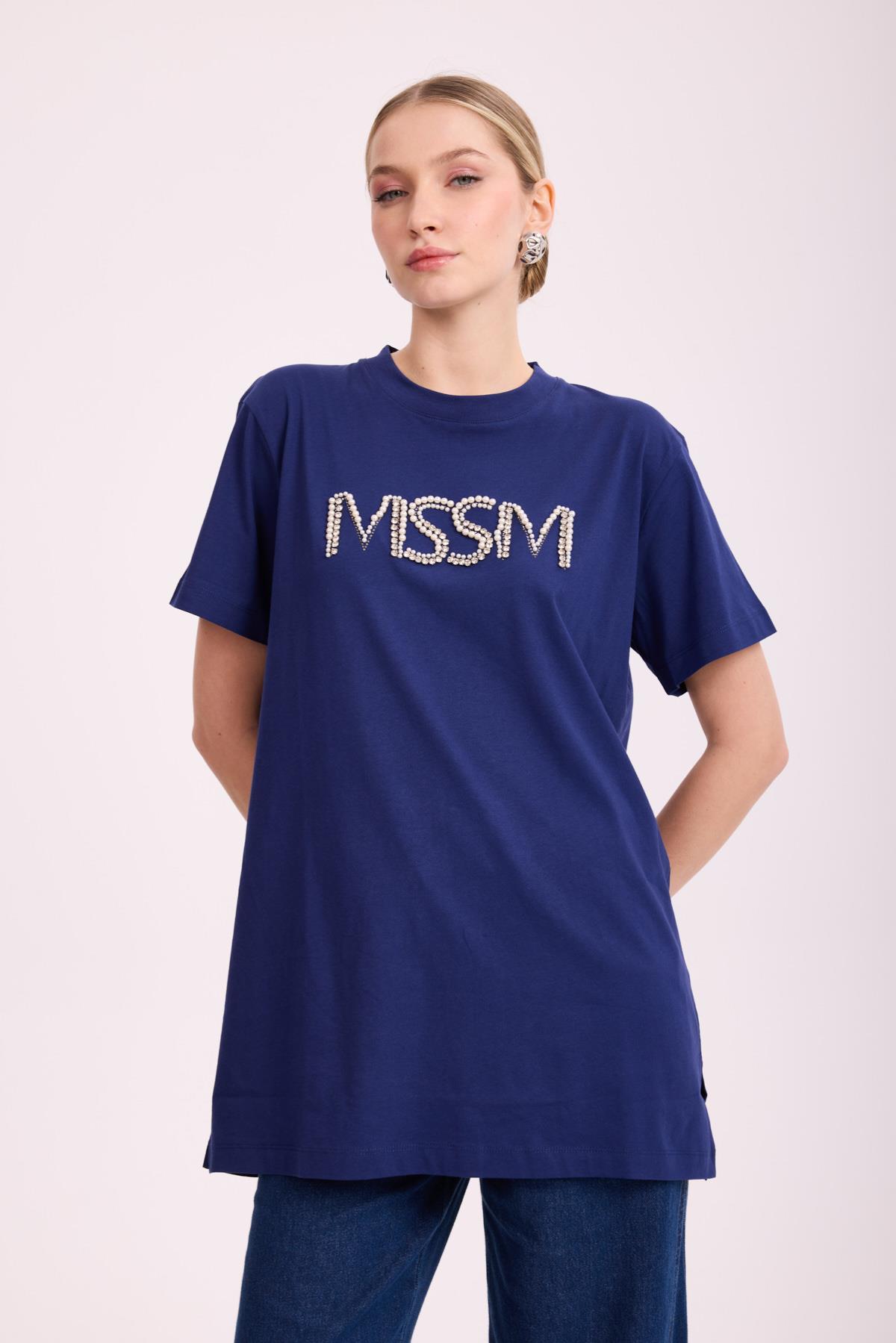 MSSM TAŞLI TSHIRT LACİVERT