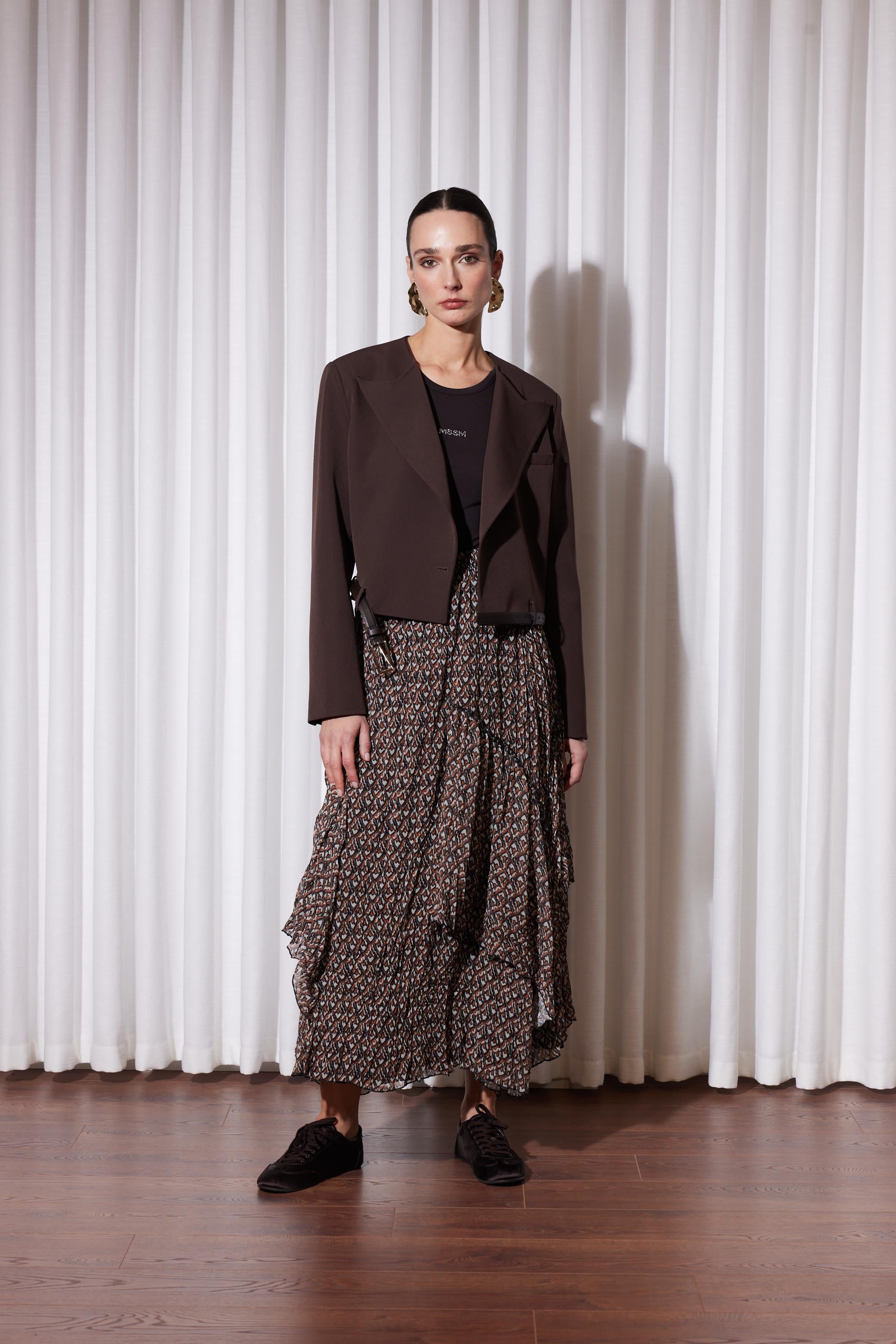 ZİNGARA DESIGNE ETEK KAHVE DESENLİ