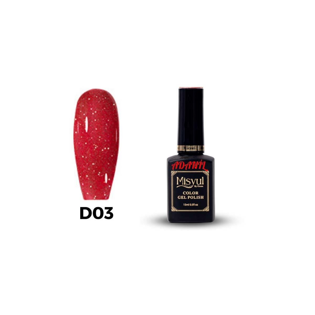 Adanil Misyul Kırmızı Disko Işıkta Parlayan Kalıcı Oje D03