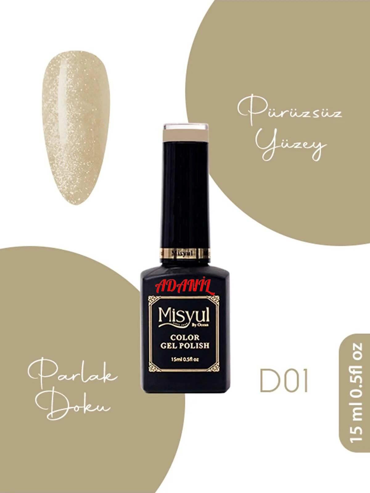 Adanil Misyul Altın Disko Işıkta Parlayan Kalıcı Oje D01