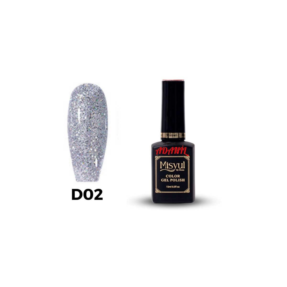 Adanil Misyul Gümüş Disko Işıkta Parlayan Kalıcı Oje D02