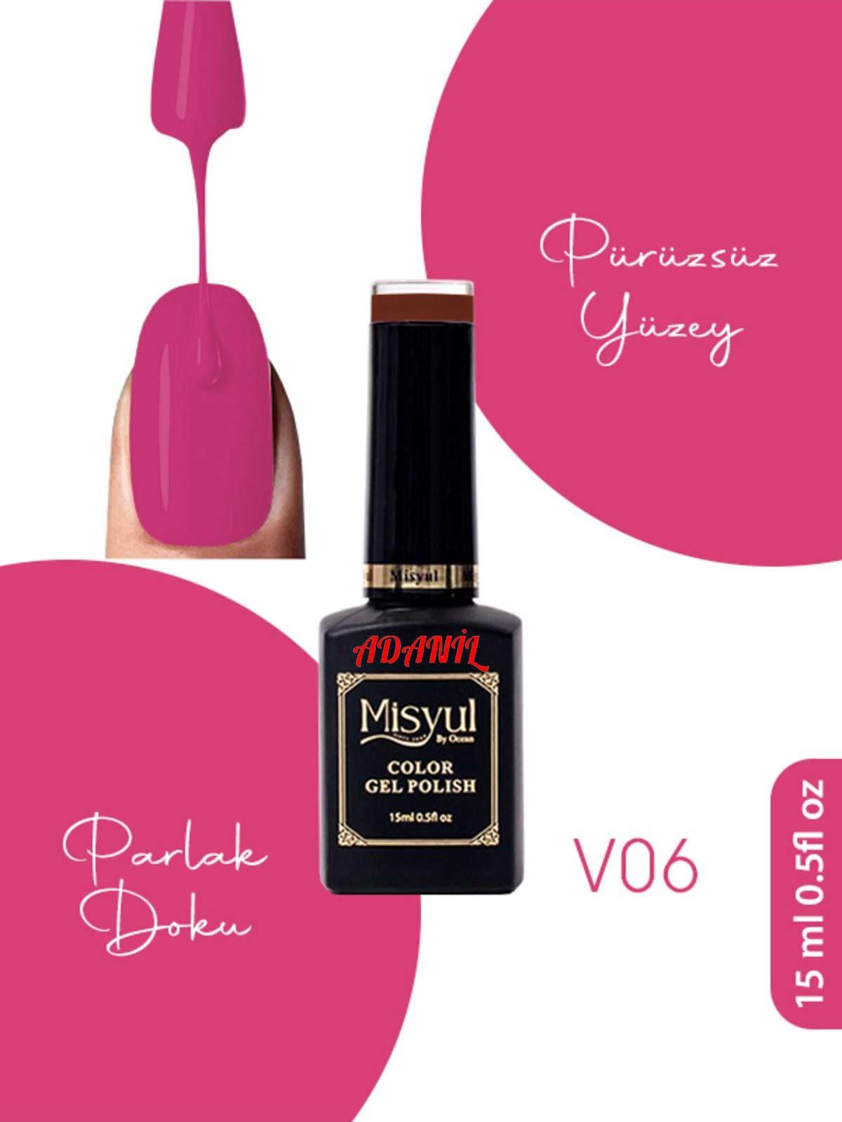 Adanil Misyul Vitröz Cam Saydam Koyu Pembe Kalıcı Oje V06