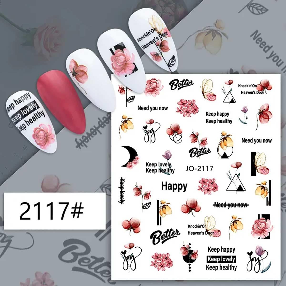 Adanil Pembe Çiçek Yazılı Şekilli Sticker J0-2117 - ADANİL-STICKER-J0-2117