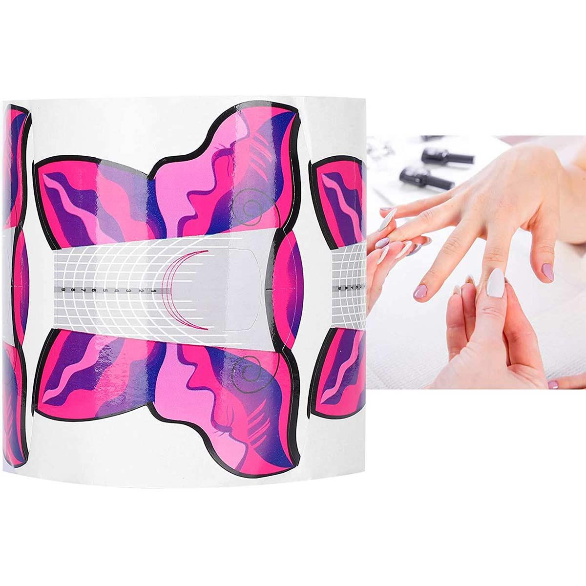 Adanil Pembe Kelebek Protez Tırnak Şablon 500lü Referans Çizgili Tırnak Şablonu