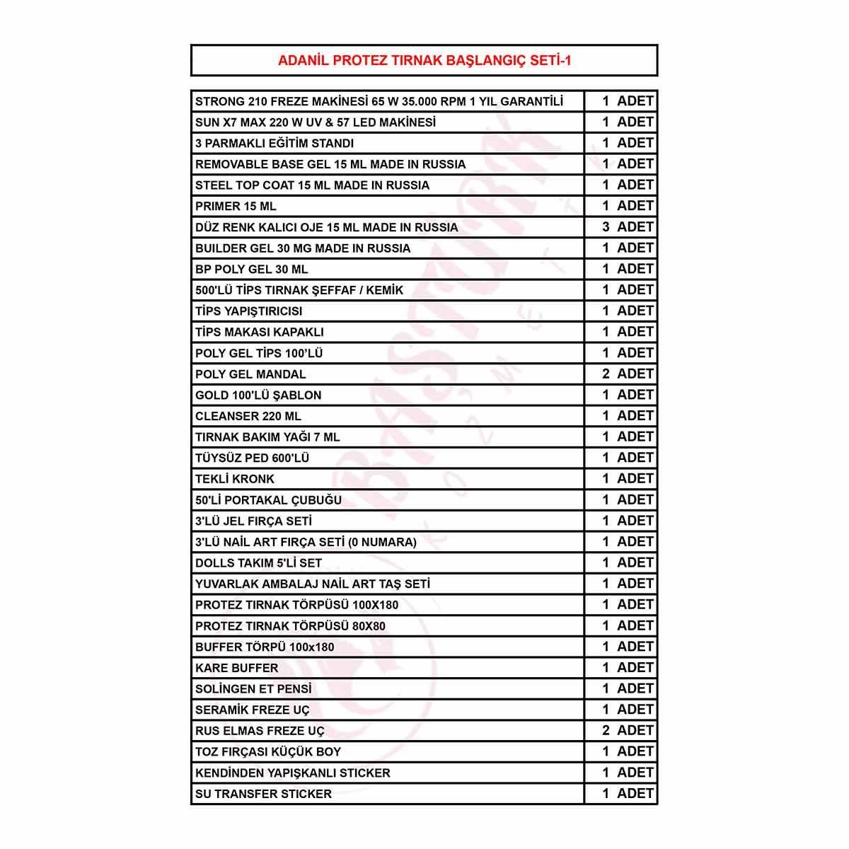 ADANİL PROTEZ TIRNAK BAŞLANGIÇ SETİ 1