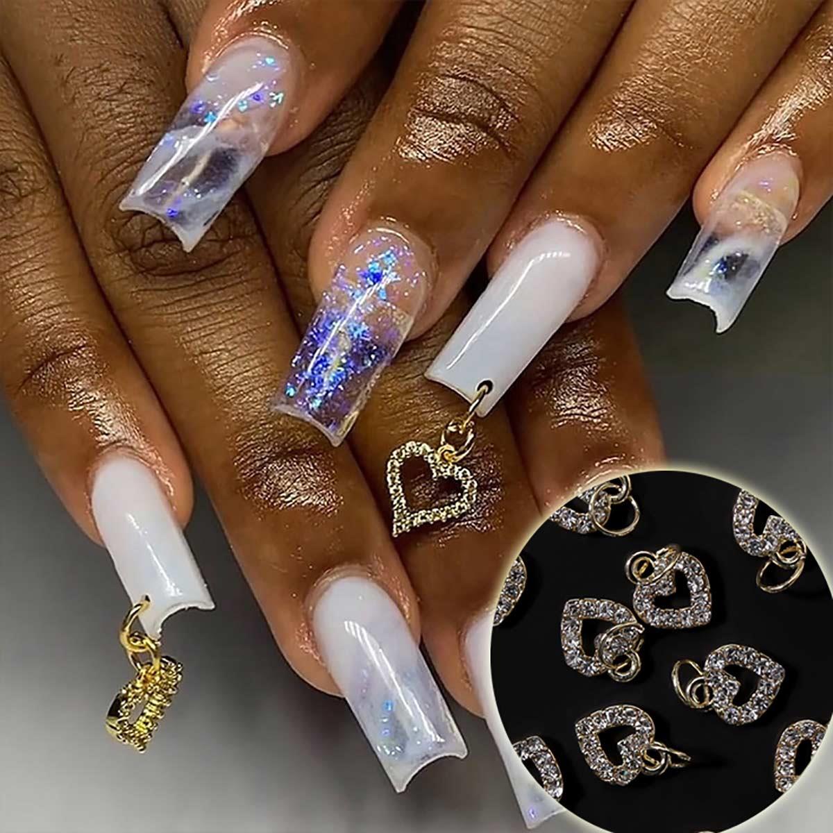 Adanil Taşlı Kalp Tırnak Piercingi Nail Art Süsleme Piercing 1 Adet