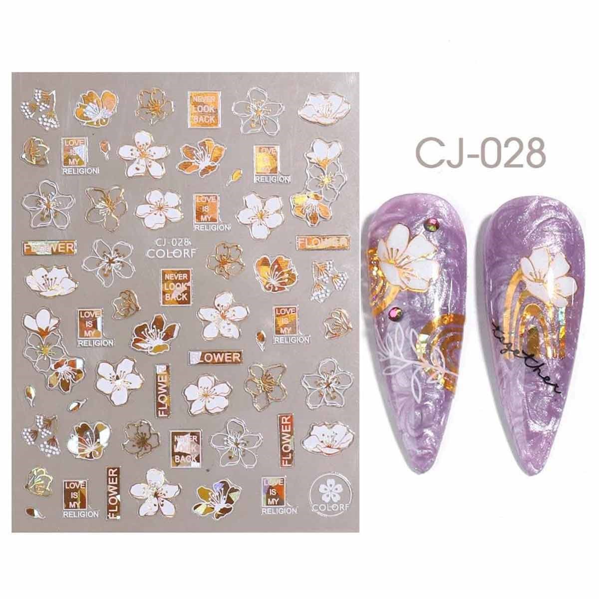 ADANİL ÇİÇEK DESENLİ BEYAZ GOLD STICKER CJ028