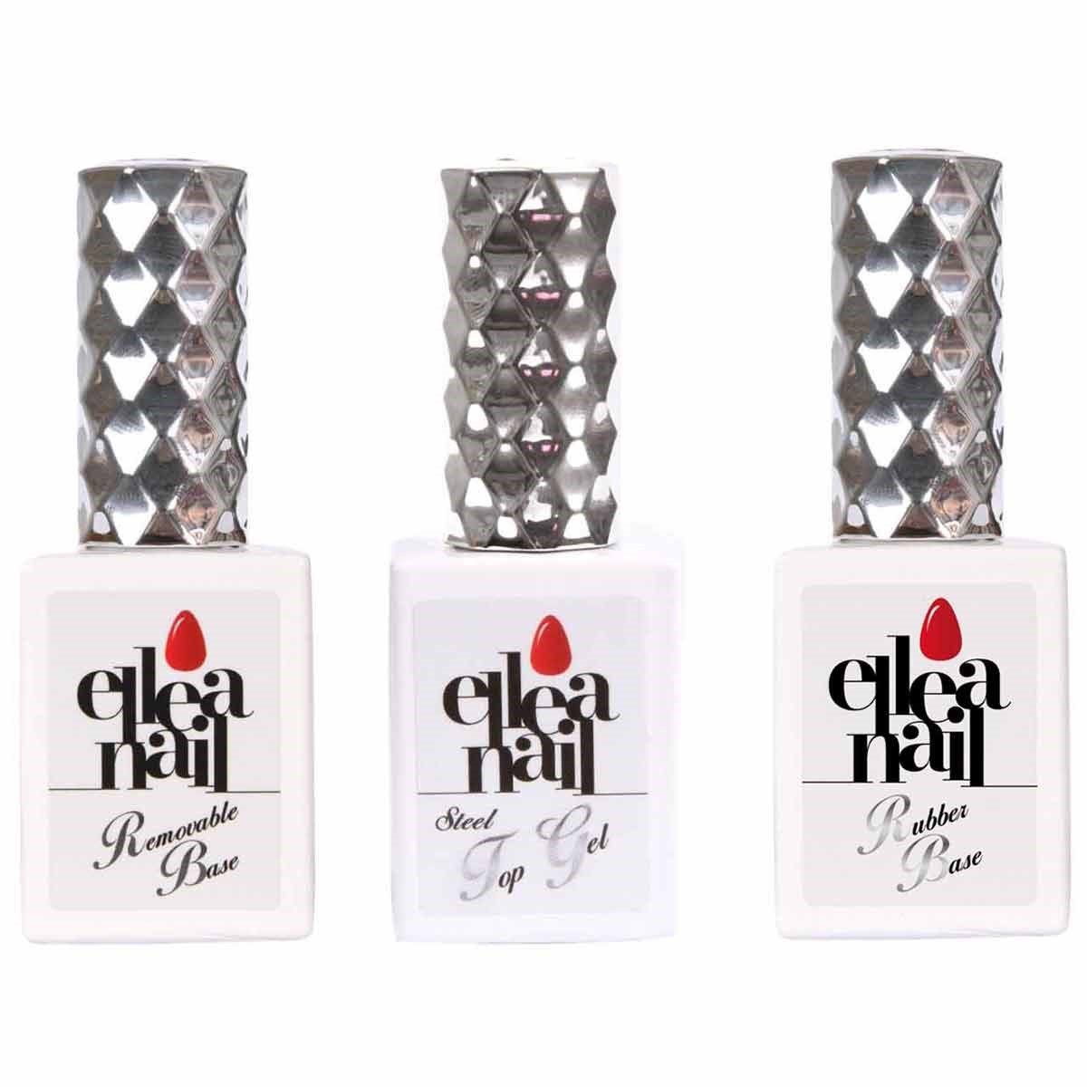 ELLEA NAİL REMOVABLE BASE COAT RUBBER BASE GEL VE STELL TOP COAT SET - ELLEA-NAİL-REM-RUB-BASE-TOP-SET