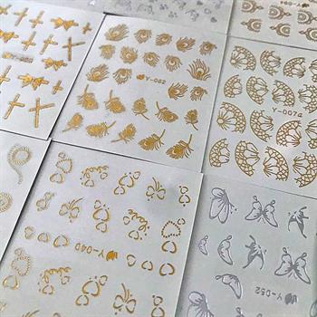 Adanil 30lu Sticker Set Altın ve Gümüş Renk Nokta Çizgi Desen Nail Art Sticker Set