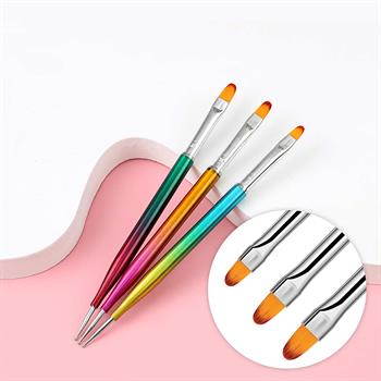 Adanil 3lü Protez Tırnak Jel Çift Taraflı Fırça Seti Jel Fırça ve Noktalama Uçlu