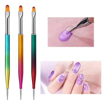 Adanil 3lü Protez Tırnak Jel Çift Taraflı Fırça Seti Jel Fırça ve Noktalama Uçlu