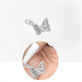 Adanil Kelebek Tırnak Piercingi Nail Art Süsleme Piercing Gümüş Kelebek 1 Adet