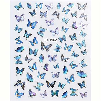 Adanil Mavi Lacivert Kelebek Çiçek Sticker J0-1962