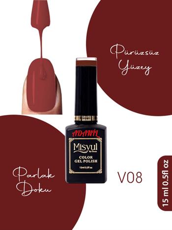 Adanil Misyul Vitröz Cam Saydam Kırmızı Kalıcı Oje V08