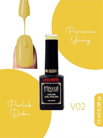 Adanil Misyul Vitröz Cam Saydam Sarı Kalıcı Oje V02