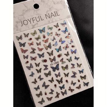 Adanil Pembe Mavi Kelebek Çiçek Sticker J0-1960