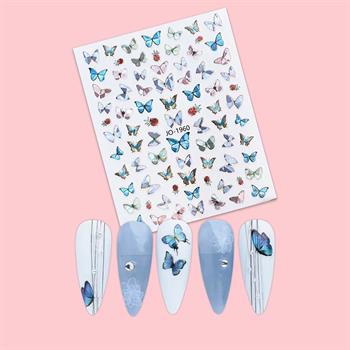 Adanil Pembe Mavi Kelebek Çiçek Sticker J0-1960