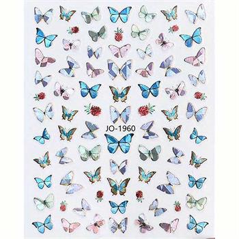 Adanil Pembe Mavi Kelebek Çiçek Sticker J0-1960