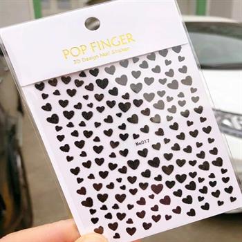 Adanil Siyah Kalp Simli Sticker Me017